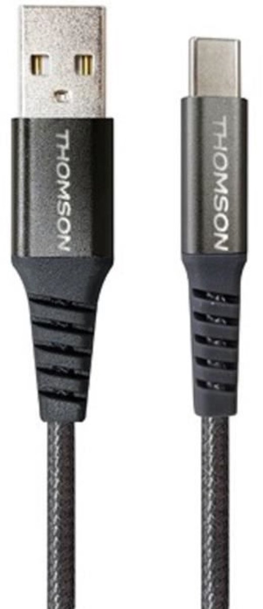 THOMSON USB-A naar USB-C 3A Kabel - Snel opladen en dataoverdracht – Lengte 1,5 m