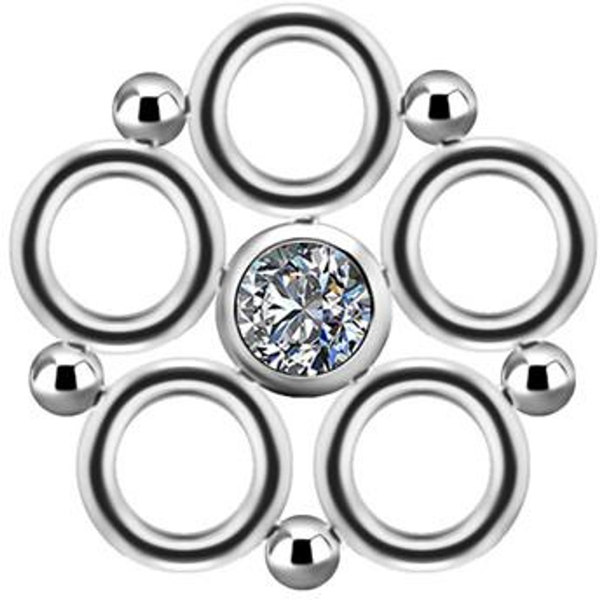 Crazy Needles PREMIUM ZIRCON - Titaan Charms - Zilver - 9 mm - Laser Gemarkeerd