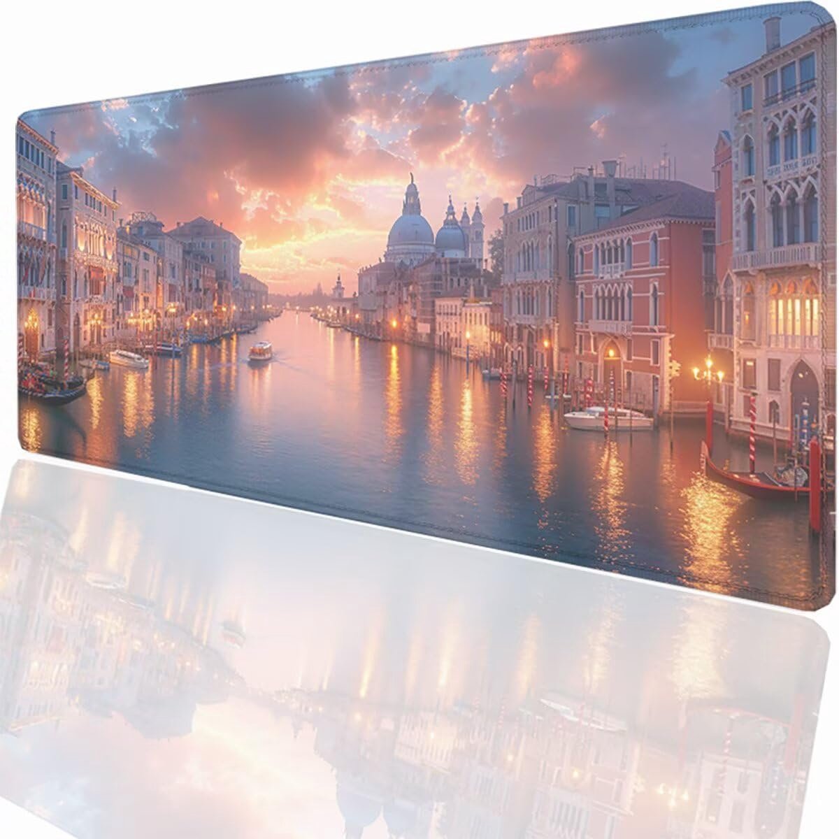 Grote Muismat - Bureaubeschermer Desk Pad - Gaming Kantoor - Gestikte Randen Antislip - 100x50cm - Venetië Landschap