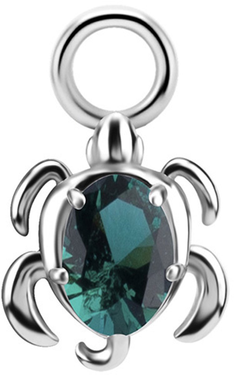Crazy Needles CoCr NF - Charms - Schildpad - Groene Zirkoon - Zilver - D-084