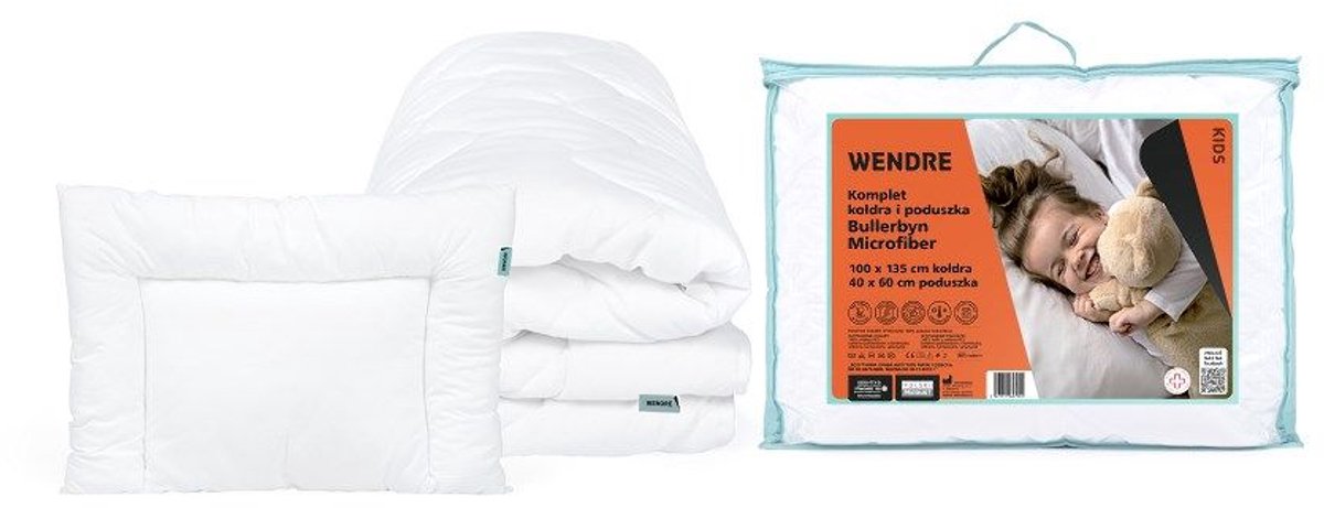 Wendre Bullerbyn - Kinderbedset - 100x135 cm Dekbed - 40x60 cm Kussen - Wit