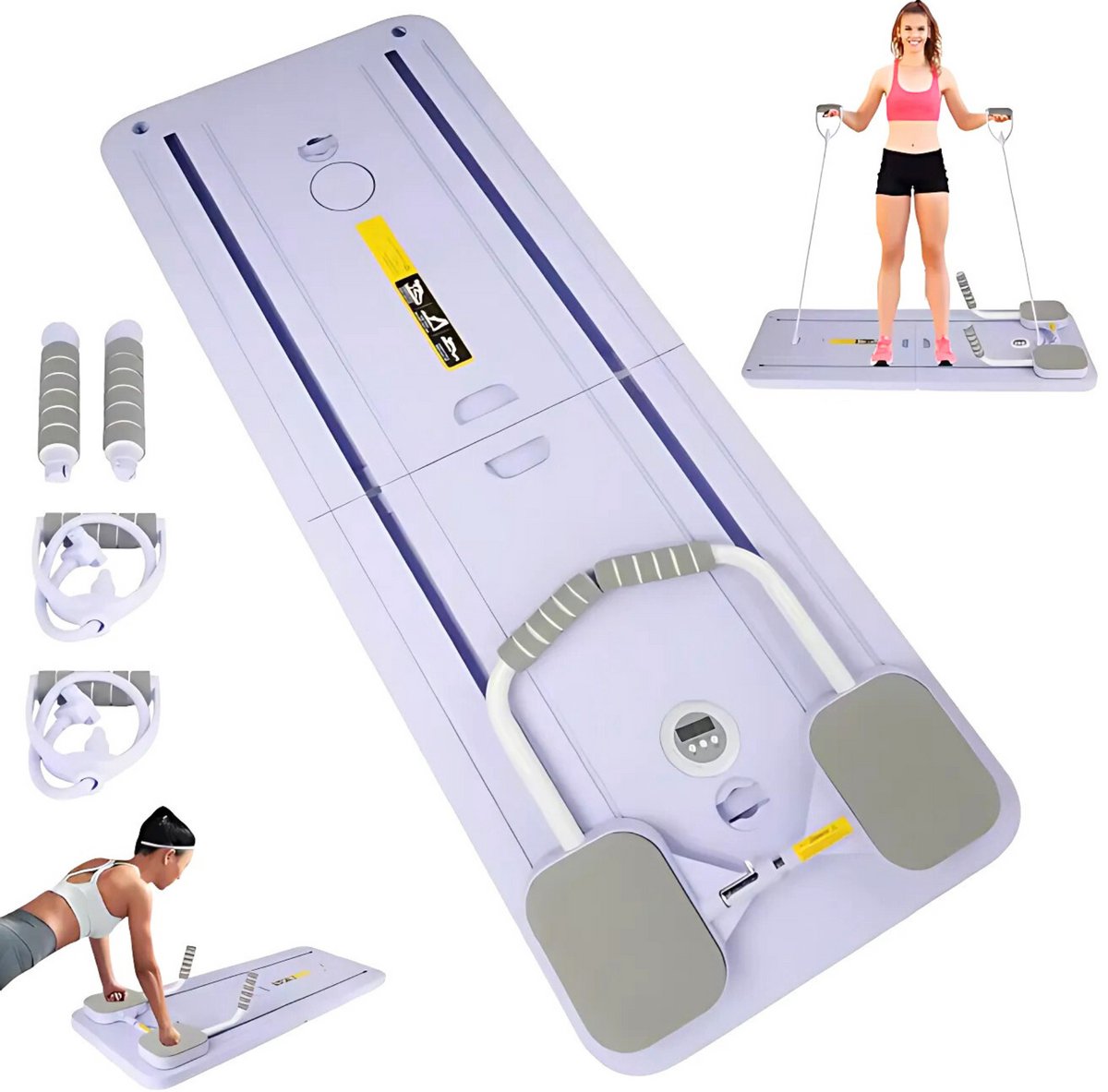 FitPro ReformerLine - Pilatesboard - Met Weerstandsbanden - Paars - Duurzaam Ontwerp