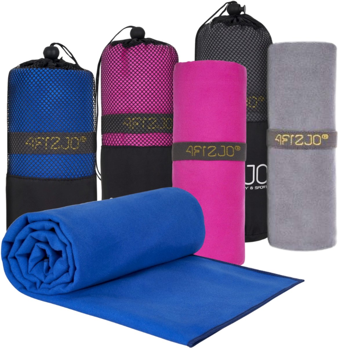 4FIZJO Sport - Handdoek - Sneldrogend - Microvezel - Compact - 130x75cm - Grijs