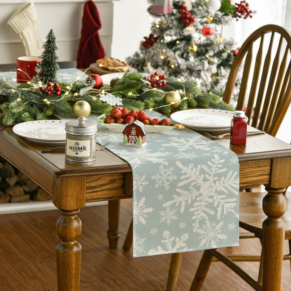 Meble odNowa - loopvlak - Sneeuwvlokmotief - 33x273 cm - Polyester
