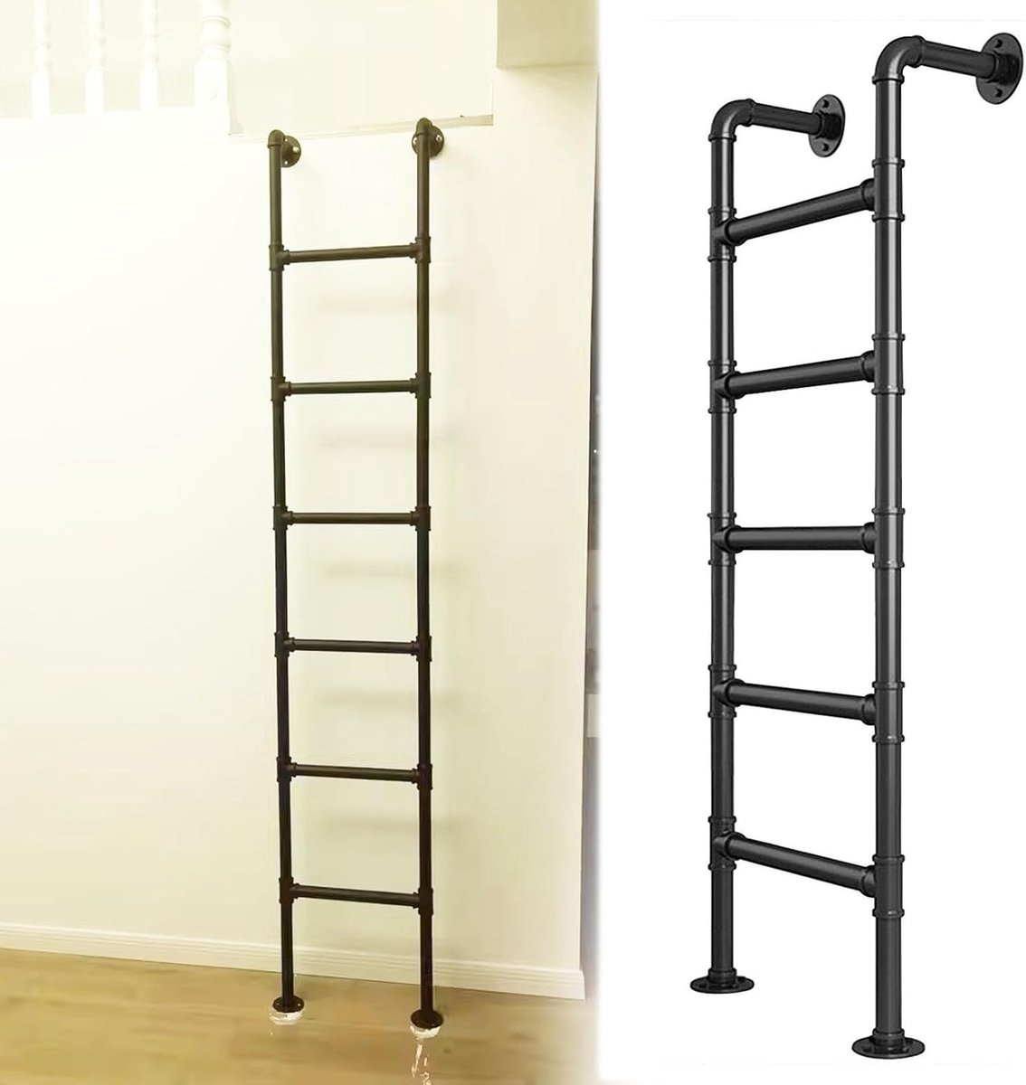 Metalen trapladder - Stapelbed ladder - Veilig klimmen - Smeedijzer metaal - 100cm hoogte