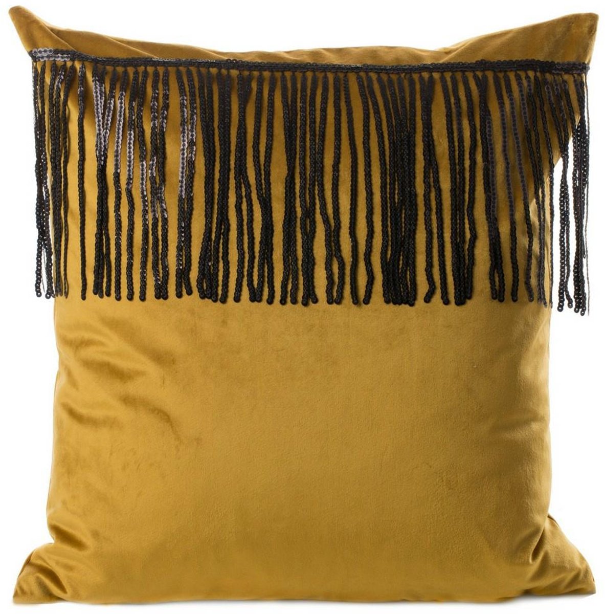 Eurofirany Jasper - Sierkussenhoes - 45x45 cm - Miodowy - Fluweel - Zwarte Pailletten