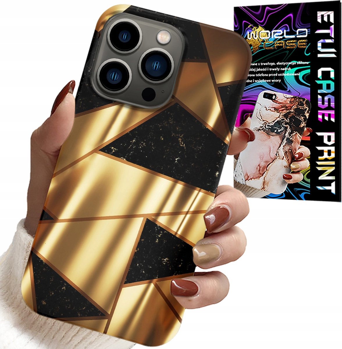 HOESJE VOOR IPHONE 14 PRO MAX - ELEGANT GOUDEN PATRONEN + HYDRO FILM
