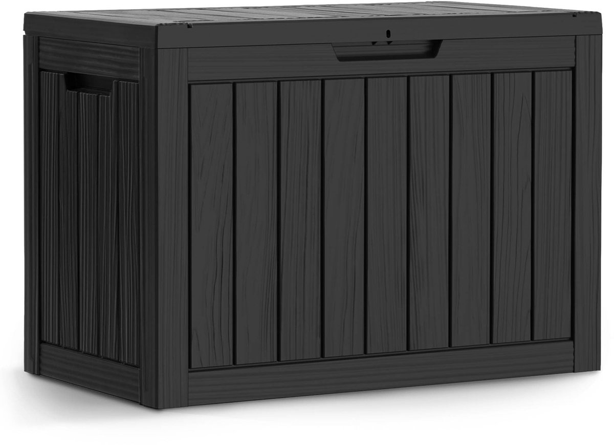 Tuinkist / Afsluitbaar Tuinbox / Balkonbox / Opbergbox Buiten / Tuinkussenbox / Opbergkist Tuin / Opbergbox met Deksel / 170 l / Zwart / 77,5 x 55,5 x 43 cm