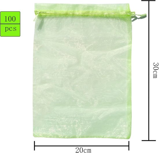 100 stuks druivenbeschermzakken, 30 x 20 cm fruitbeschermzakken, wijndruiven beschermzakken ter bescherming van fruit tegen kersazijnvliegen, wespen en vogels — afbeelding 4
