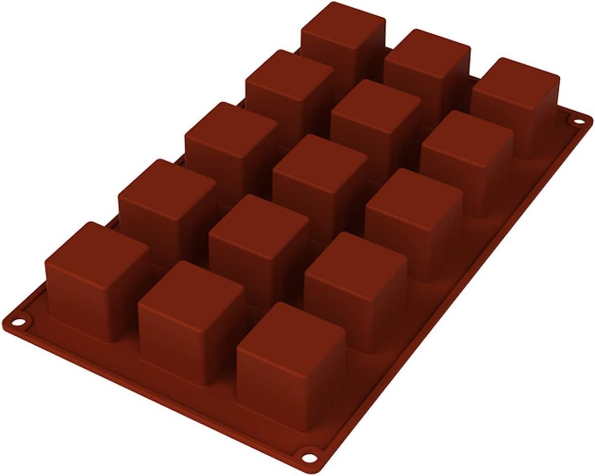 Siliconen Vormen voor Chocolade, IJsblokjes en Snoep in Baksteenrood - Set van 2