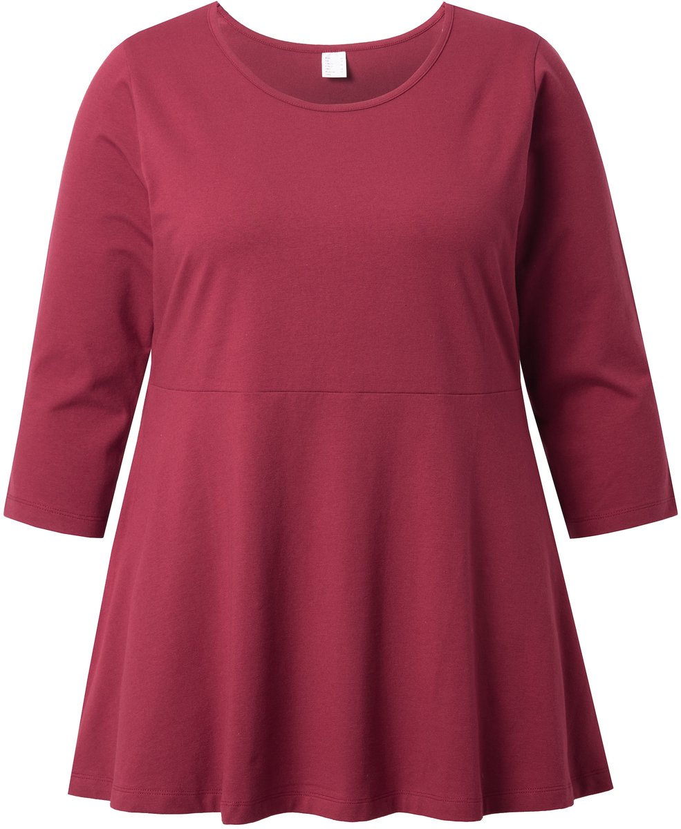 MIAMODA - Dames - T-shirt schootje 3/4-mouw - Donker wijnrood - Maat 58