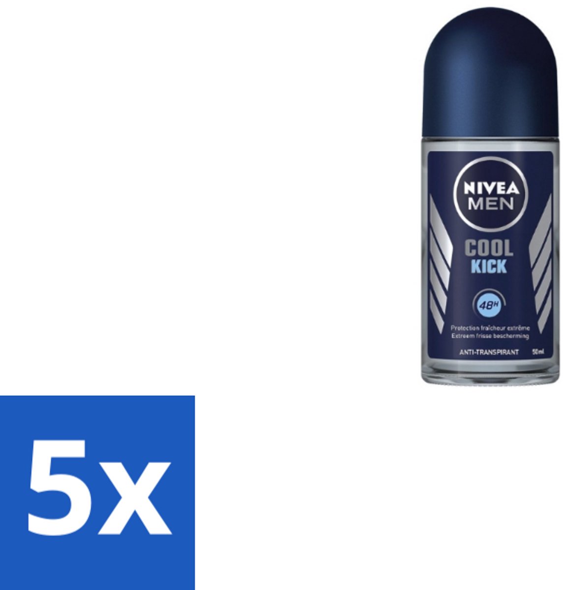 Nivea Men – Deodorant Roller – Cool Kick – 50 ml - Bulkverpakking - 5 stuks