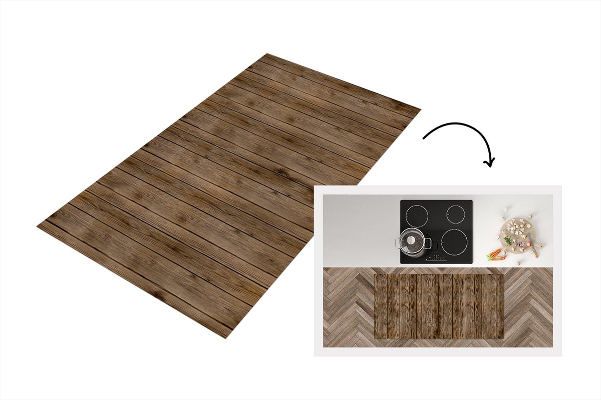 KitchenYeah Keukenloper 120x60 cm - Keukenmat vinyl Hout - Natuur - Patronen - Keukenmatten loper - Keuken vloerkleed tapijt