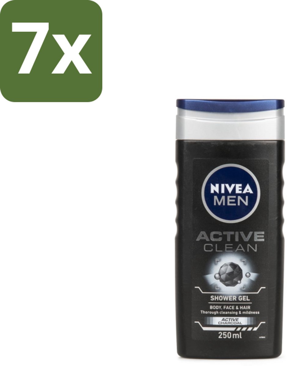 NIVEA Men Douchegel Active Clean 250 ml - Bulkverpakking - 7 stuks