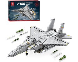 Reobrix 33034 F15 Strike Eagle Straaljager bouwset | Classic WW2 Army vliegtuig constructie modelbouw | Educatief militair & leger speelgoed bouwpakketten voor kinderen & volwassenen | DIY creator set geschikt voor Lego | Bouwdoos met 2216 bouwstenen