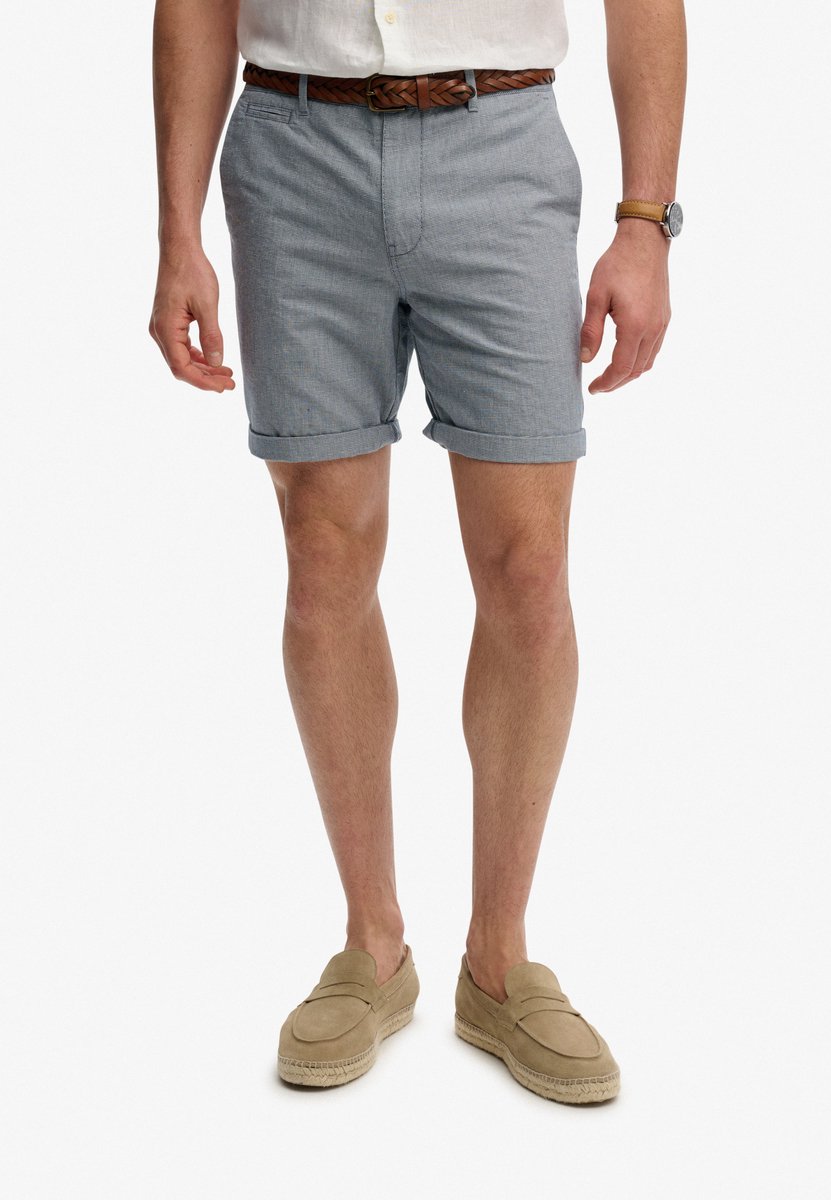 Superdry Premium Gestructureerde Chino Shorts Heren Korte broeken Blauw
