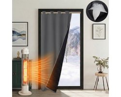 MUPOO Isolerend Verduisterend Gordijnen Kant en Klaar met Ringen 405gsm 110x203 cm - Verduisterend Thermisch Waterdicht & Winddicht - Blackout Overgordijnen voor Trappengat,Voordeur&Achterdeur -Donkergrijs-1 stuk