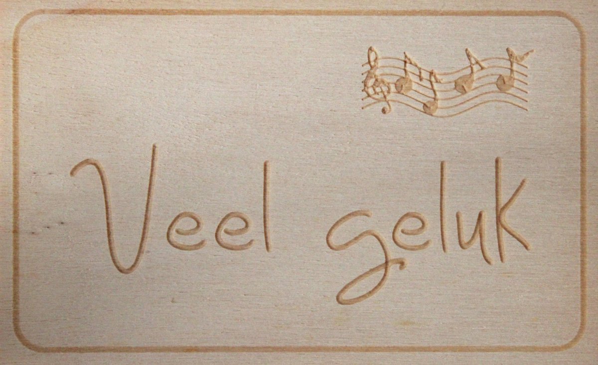Houten Ansichtkaart - Wenskaart - Wens - Kaart - 9x14cm - Veel Geluk - Succes
