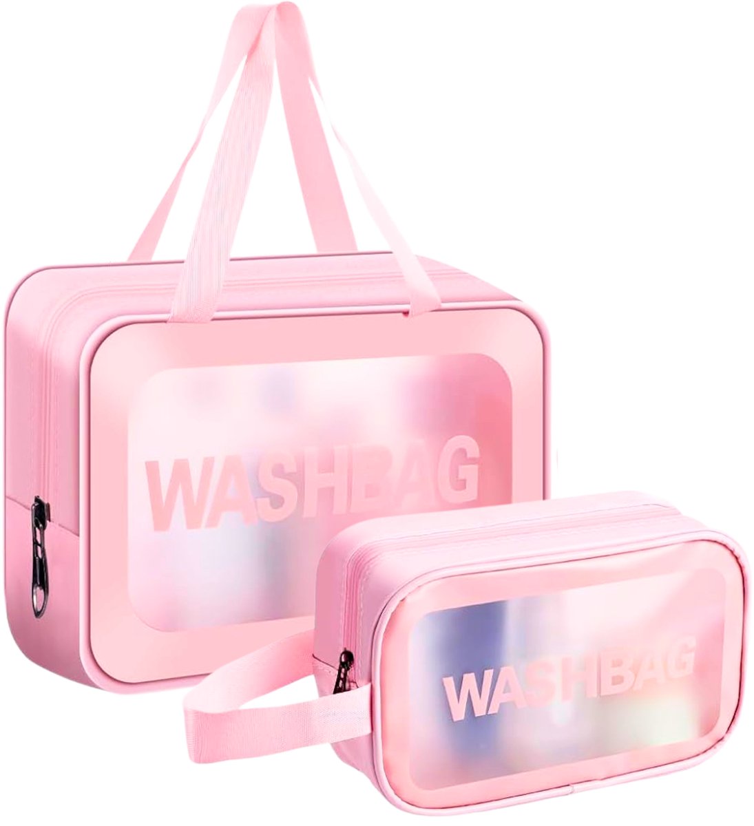Guardian Beauty Toilettas - Waszak - Doorzichtig - Waterdicht - Make-up Reistas - Cosmetische Tas - Set Van 2 - Roze