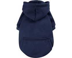 Hoodies voor honden, warme winterjas met zak, winterjassen voor honden met capuchon, klein hondensweatshirt, windjack voor koud weer voor Chihuahua, Marineblauw,S
