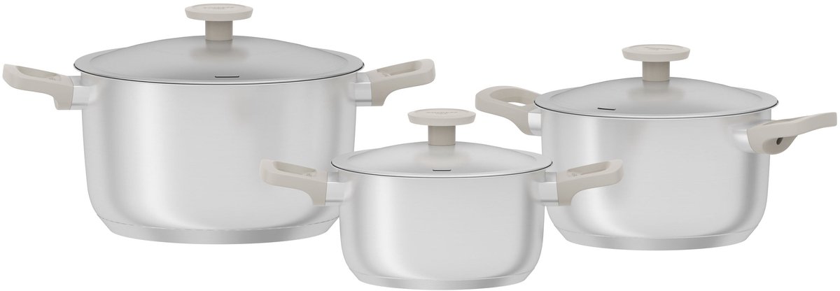 LEO 6-delige kookpotten set Bolt Oyster - Grijs - PFAS-vrij