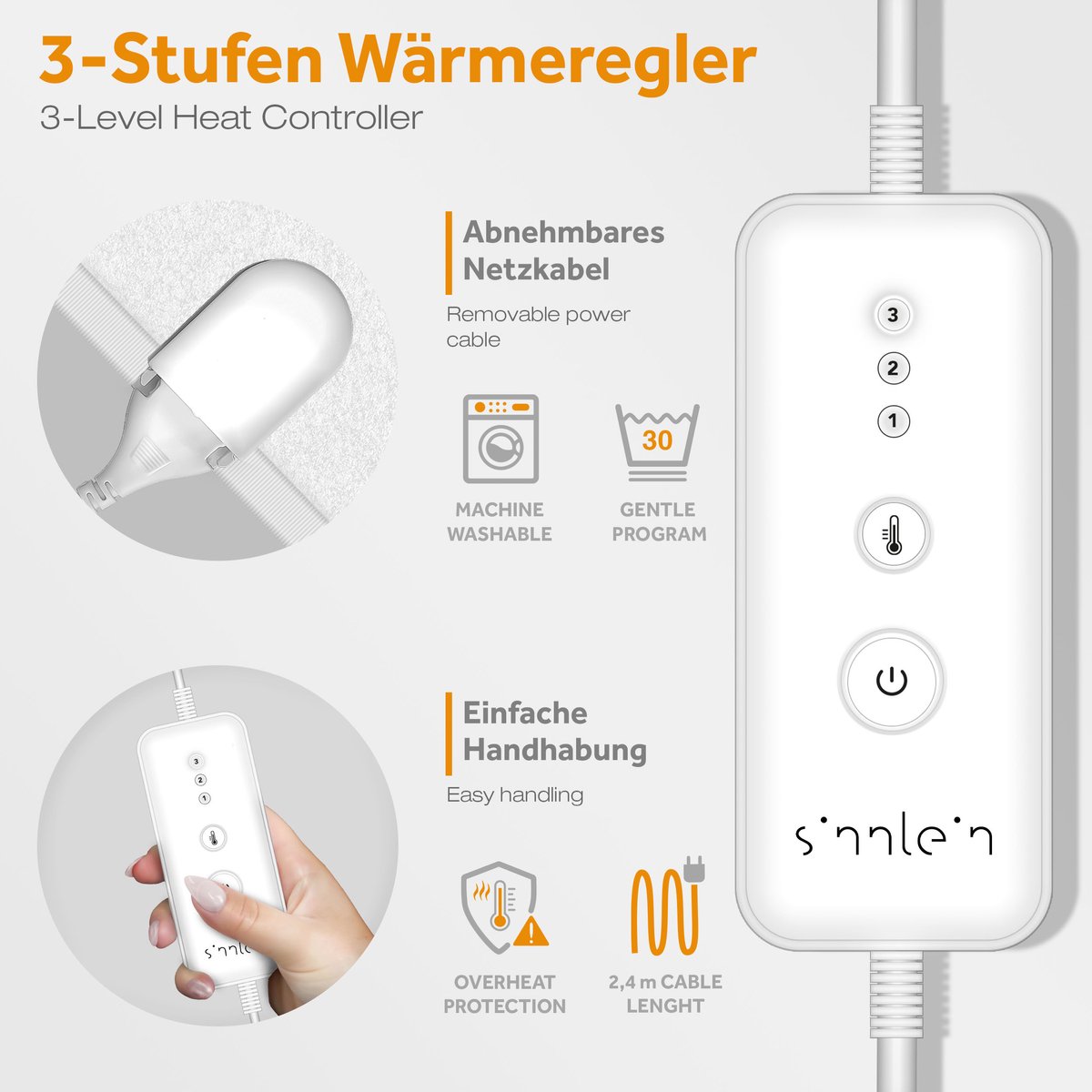 sinnlein® verwarmde Fleece Deken 190 x 80 cm met Verlicht Display - afbeelding 3