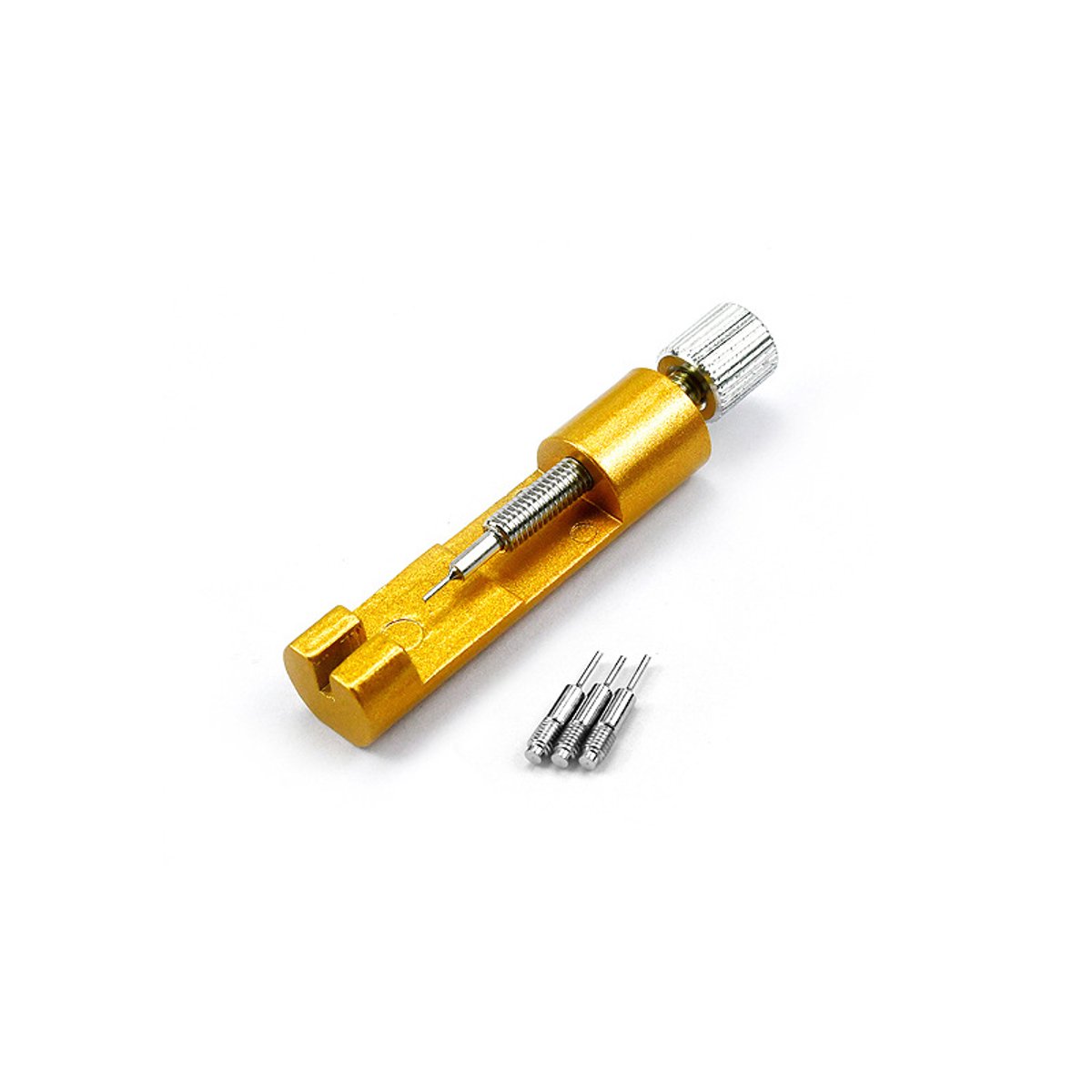 Gereedschap voor het verwijderen en aanpassen van horlogebandjes, inclusief 3 vervangende pinnetjes, geschikt voor de meeste stalen horlogebandjes, Goud.