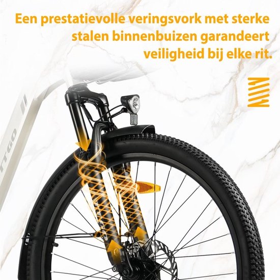 26-inch Elektrische Fiets - Motor 250W - 36 V 18 Ah accu - elektrische stadsfiets en e-Dutch bike met - Aluminium frame - maximaal bereik 120 km - Shimano 7 versnellingen - LCD-display -Waterdicht -Zilver — afbeelding 5