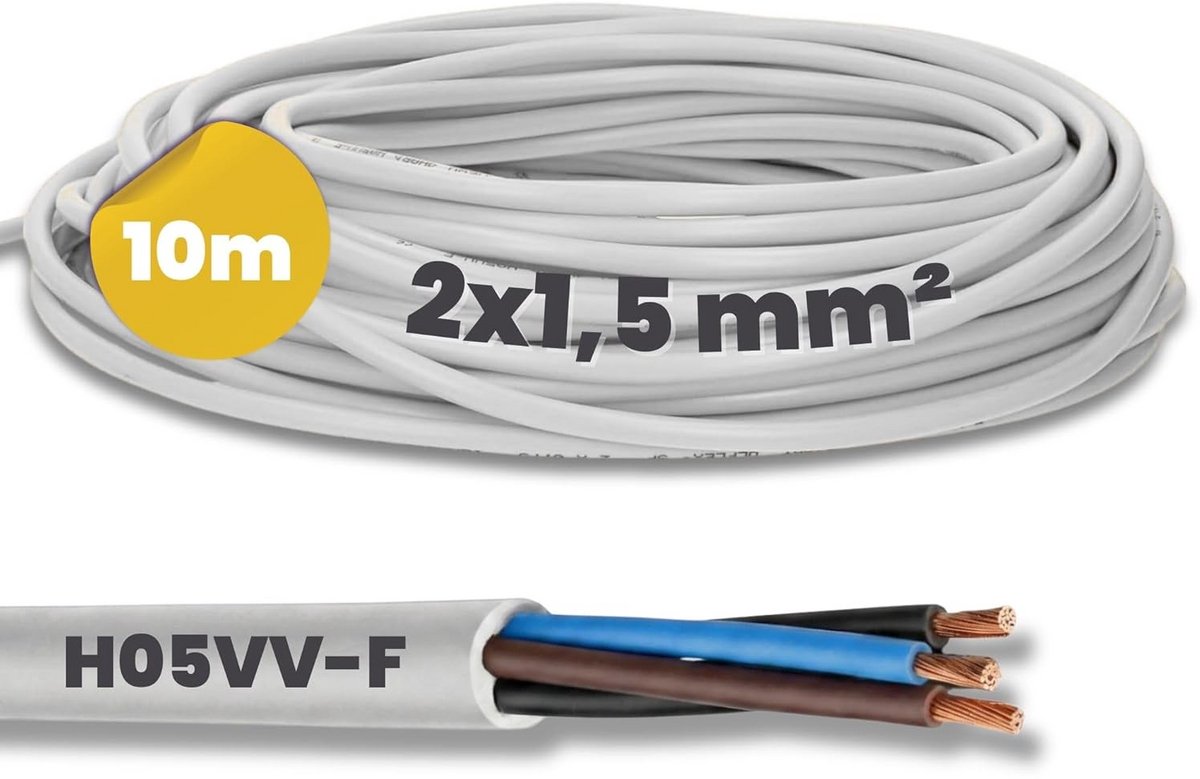 Flexibele 2-aderige Stroomkabel 1,5mm² Wit - PVC Installatie & Lampkabel