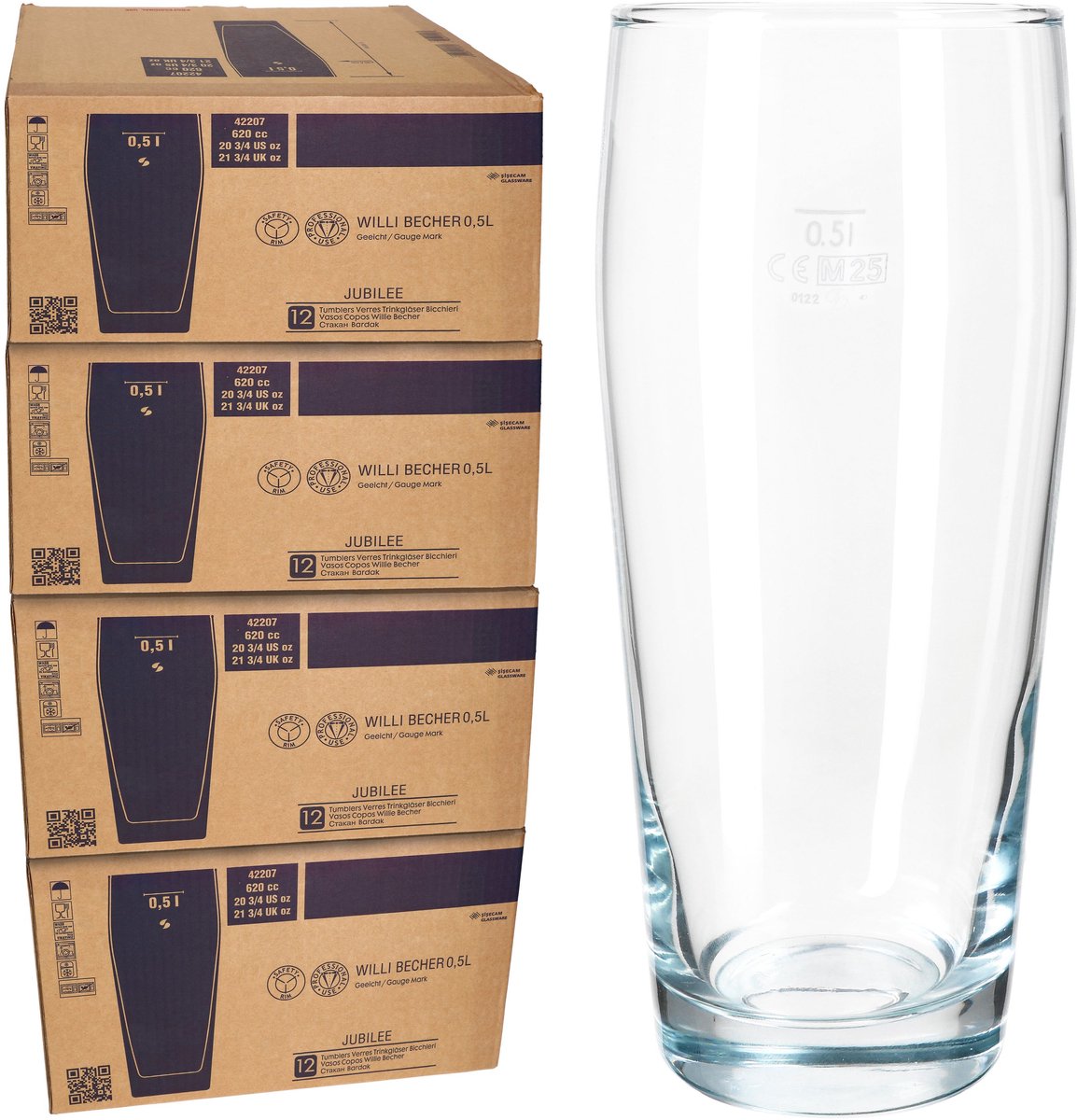 48-delige set bierglazen WILLIBECHER 0,5L geijkt van glas – 42207