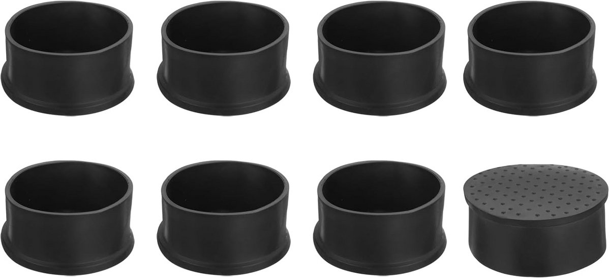 8x Ronde Stoelpootdoppen Zwart - 63mm PVC Beschermkappen voor Meubels