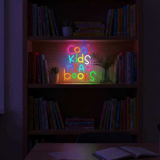 LED Neon Teken 'Cool Kids Read Books' voor Kinderkamer of Bibliotheek - USB Stroom, Wanddecoratie — afbeelding 5