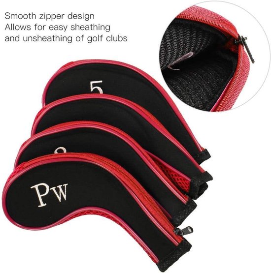 Allecto - Golfclub Hoofddeksels - Neopreen Bescherming - Set van 10 - Rood - Golf Accessoire - Ideaal voor Golf Enthousiastelingen - Duurzaam en van Merkloos — afbeelding 3