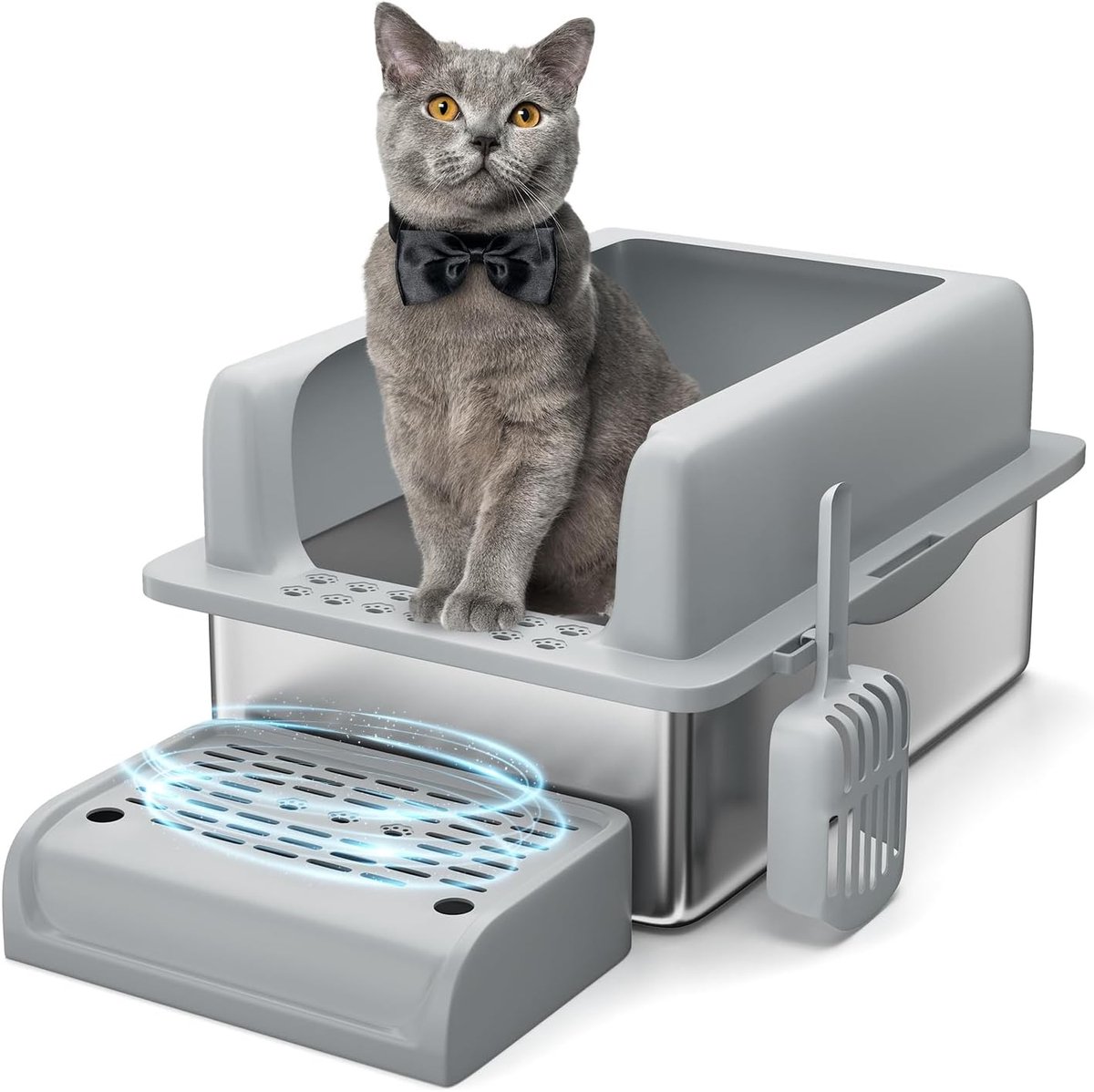 RVS Kattenbak 60x40x22 cm – Hoge Randen, Uitstapplatform & Schepje – Roestvrijstalen Katten Toilet voor Grote Katten & Meerdere Katten – Makkelijk Schoon te Maken RVS Kattenbak 60x40x22 cm – Hoge Randen, Uitstapplatform & Schepje – Roestvrijstalen Katten Toilet voor Grote Katten & Meerdere Katten – Makkelijk Schoon te Maken
