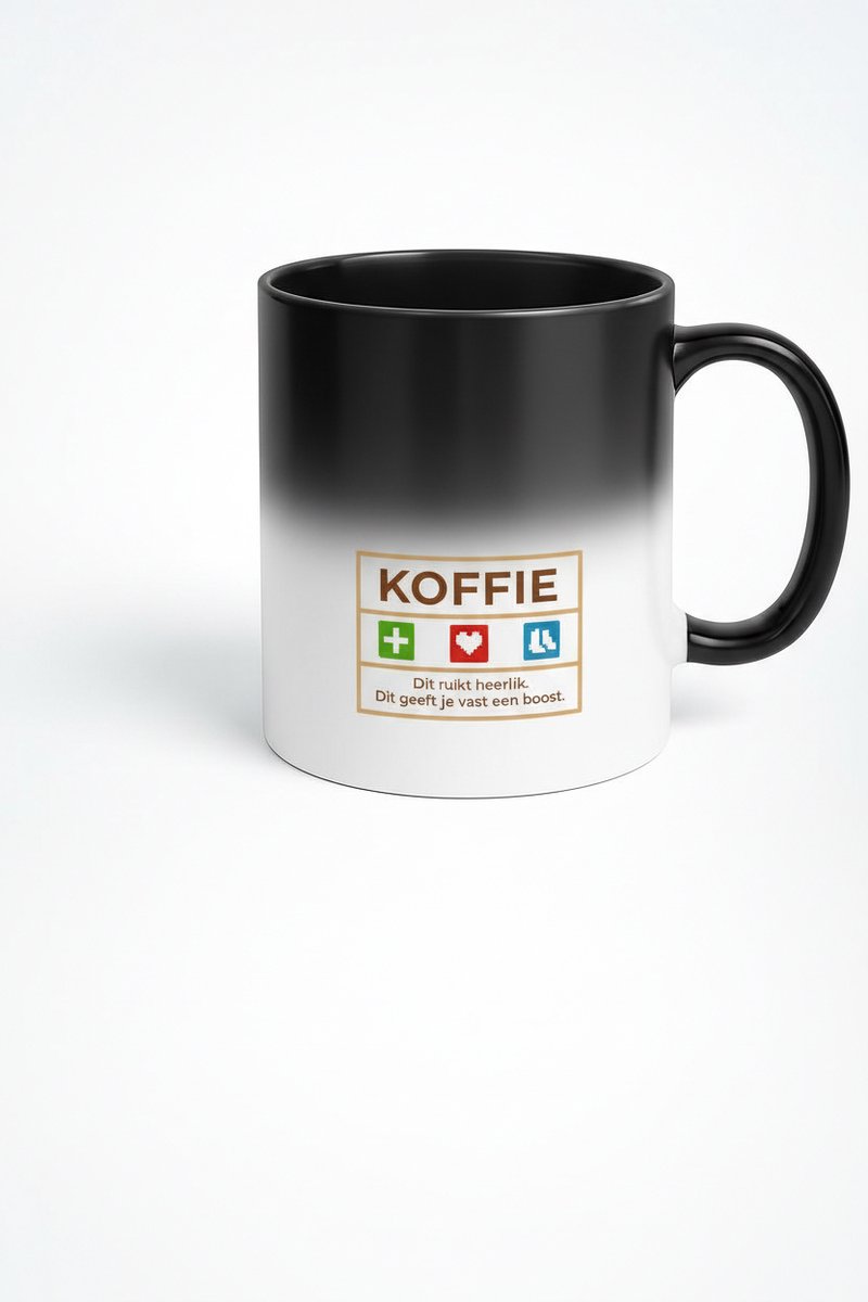 Koffie Boost Magic Mok - Zwarte Magische Mok voor Koffieliefhebbers