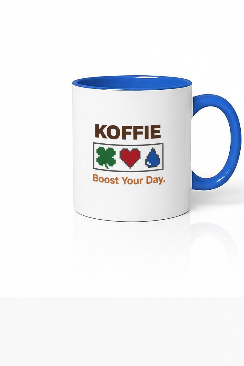 Koffie Boost Mok - Pixel Design Koffiemok 330ml