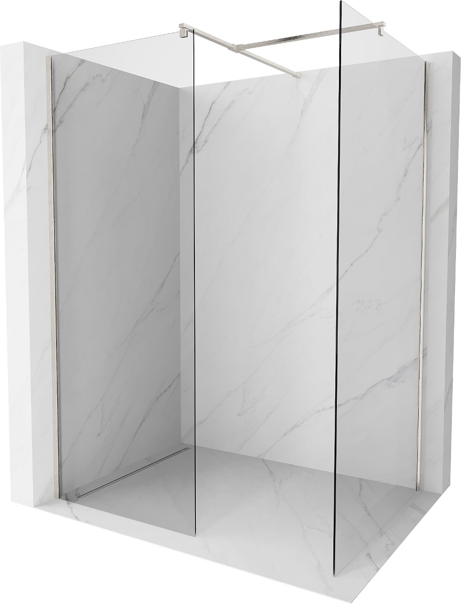 Mexen Kioto douchewand Walk-in 110 x 70 , transparant, geborsteld nikkel - 800-110-202-97-00-070