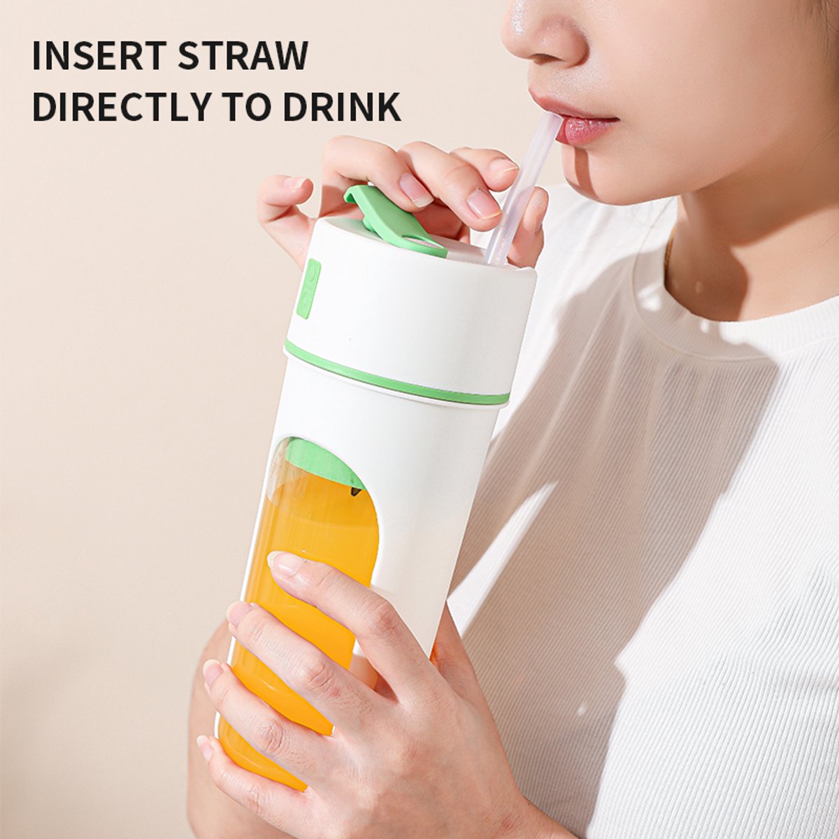 Slowjuicer - sapcentrifuge - draagbare juicer - mini smoothie maker - USB oplaadbaar - ingebouwde batterij 1200 mAh - 300 ml beker - 18.000-20.000 rpm - meer dan 5 messen - ≤36V - roze - zonder draagkoord thumbnail 4