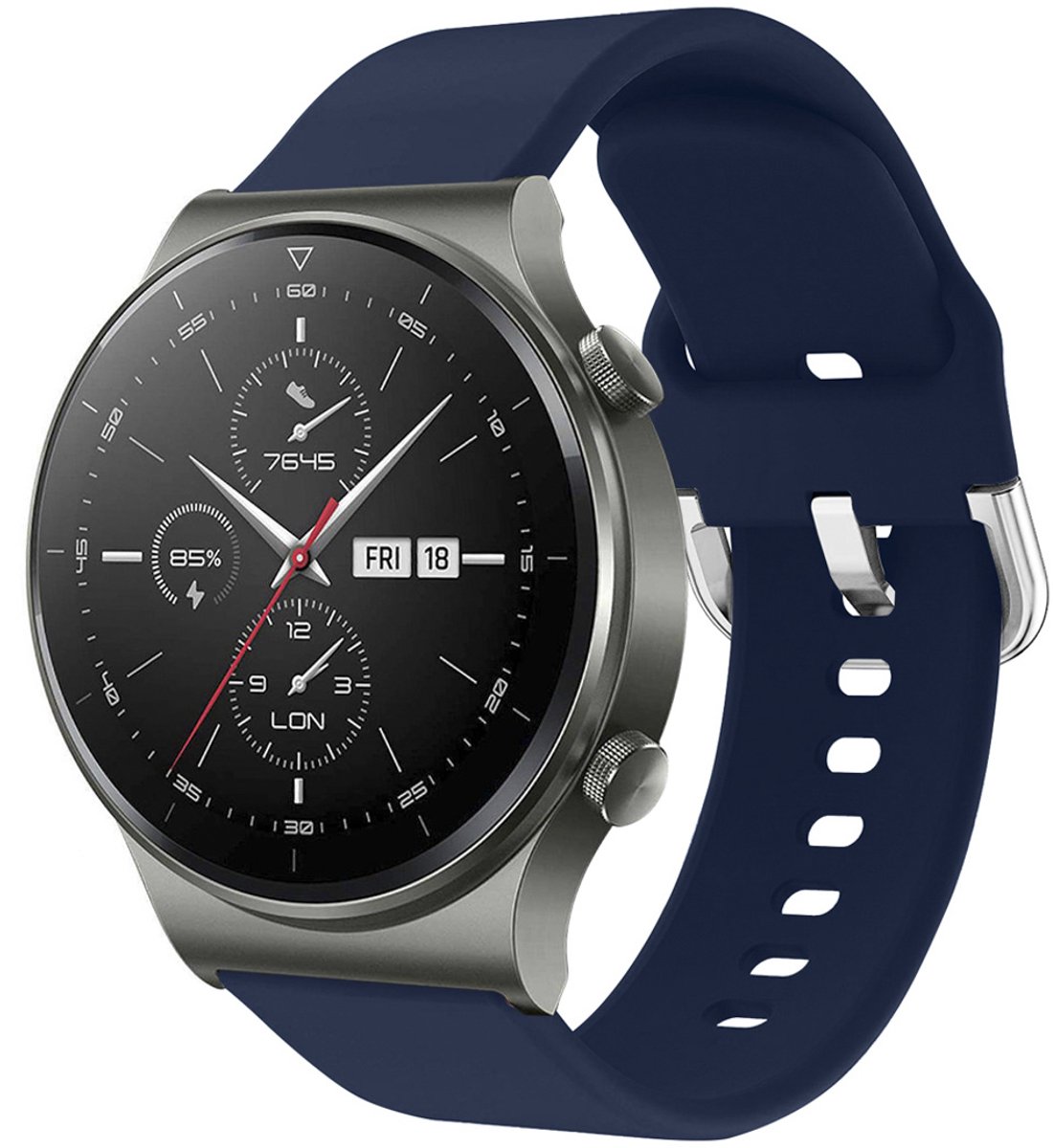 Siliconen bandje - Geschikt voor Huawei Watch GT 2 / Pro / 2e Sport 46 mm - Donkerblauw