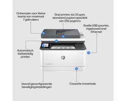 HP LaserJet Pro 3102fdn Multifunction Zwart-wit Printer, Alleen Ethernet; Kopieerapparaat, scanner