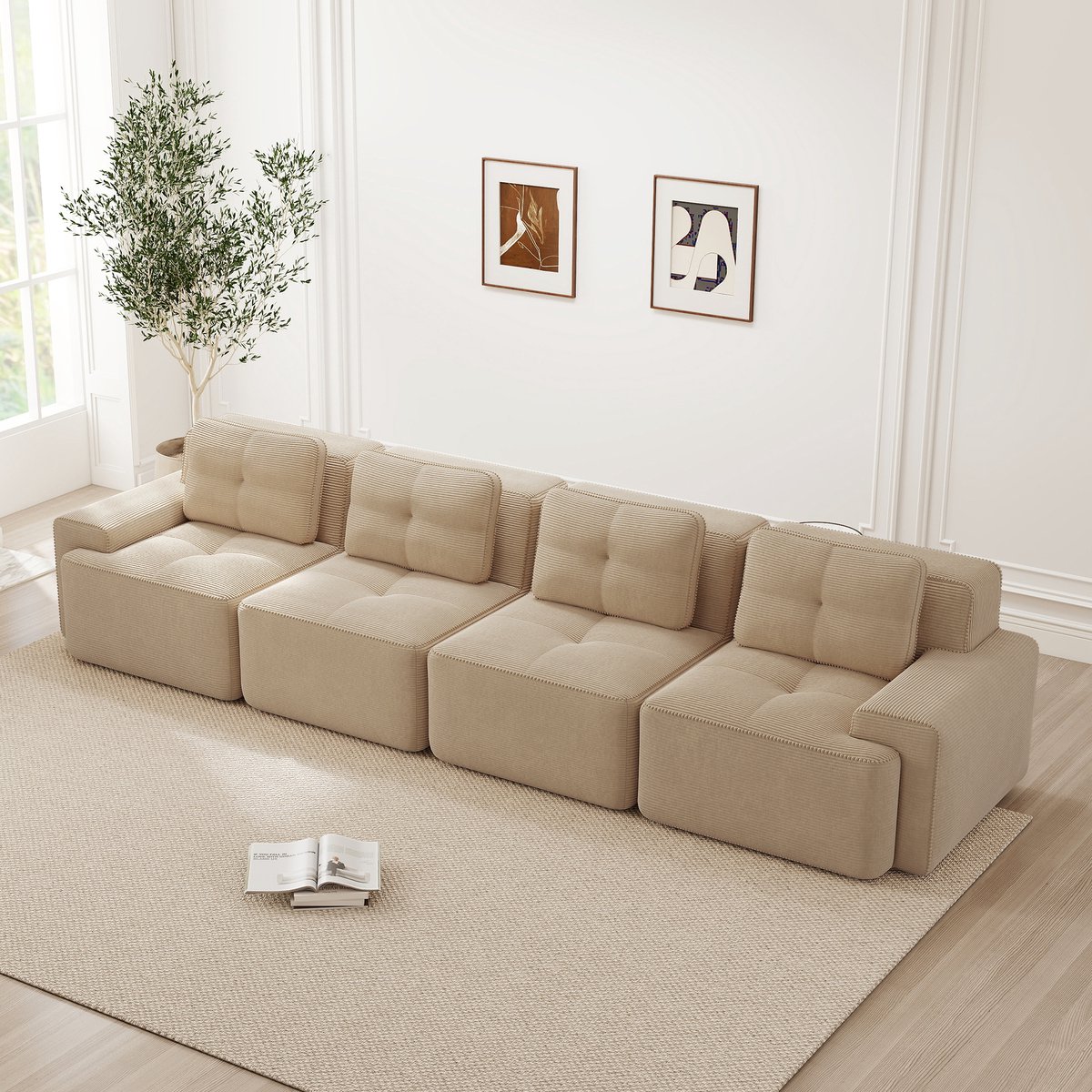 OKWISH Modulaire Hoekbank 4-Zits - Extra Diepe Zit 74 Cm - Montagevrij Wolkcomfort - Antis