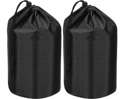 Stuff Sack - 2pcs - 5 x 10 Inch - Waterproof Outdoor Storage Bag - Portable Drawstring Dust Valve Bag - Lightweight Sleeping Bag voor Camping Hiking Travel - Zwart