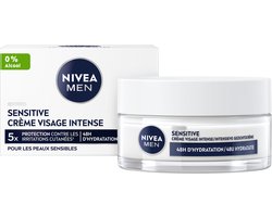 NIVEA MEN Sensitive Hydraterende Dagcrème - Moisturizer - Gezichtscrème voor Gevoelige huid - Met kamille en vitamine E - Alcoholvrij - 50 ml