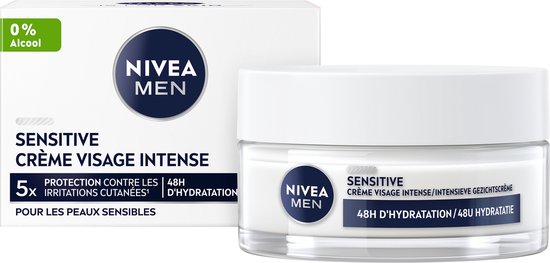 NIVEA MEN Sensitive Dagcrème - Gezichtscrème voor Gevoelige huid - Met kamille en vitamine E - Alcoholvrij - 50 ml