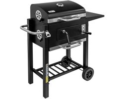 Mega-M Tuin Serie - Houtskoolbarbecue - Met deksel - Verchroomd rooster - Mobiel op wagen