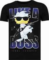 Like A Boss - Rhinestone T-shirt - Zwart