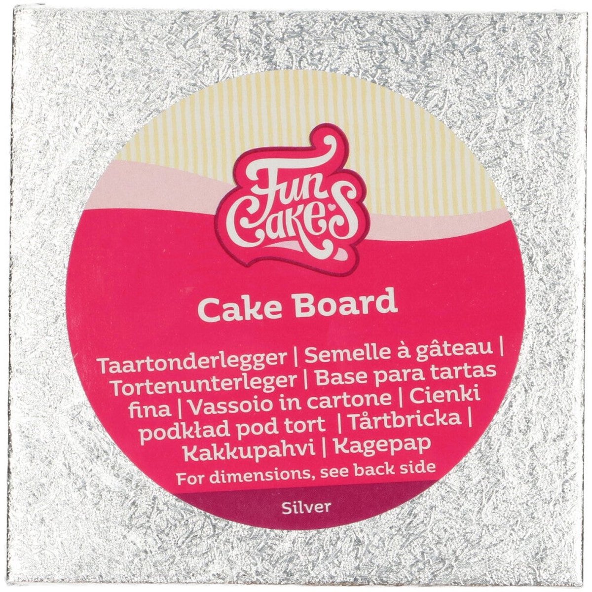 FunCakes Cake Board Vierkant - Zilver - 12,5x12,5 cm - Taartonderlegger - Taartkarton