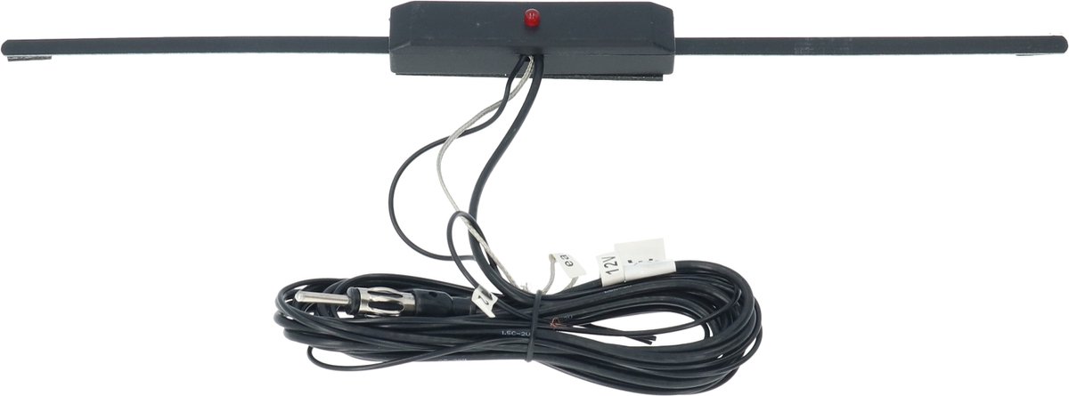 Carpoint Elektronische voorruit antenne met LED - voor perfect ontvangst - Montage zonder boren – Gemonteerde mannelijke DIN stekker - Antenne lengte 34cm – Kabellengte 2.5 meter