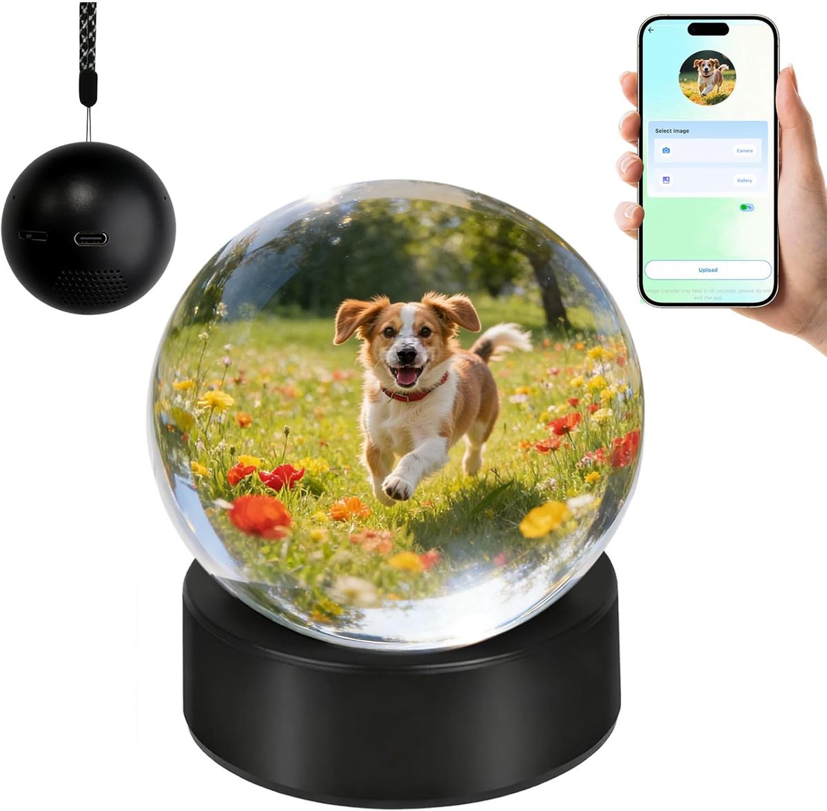 IBETTERTEC - Generieke kristallen bol videospeler 7 cm - Videoherinneringsbol MP4-speler - 3D digitale weergave - Kristallen fotobol met herinneringen