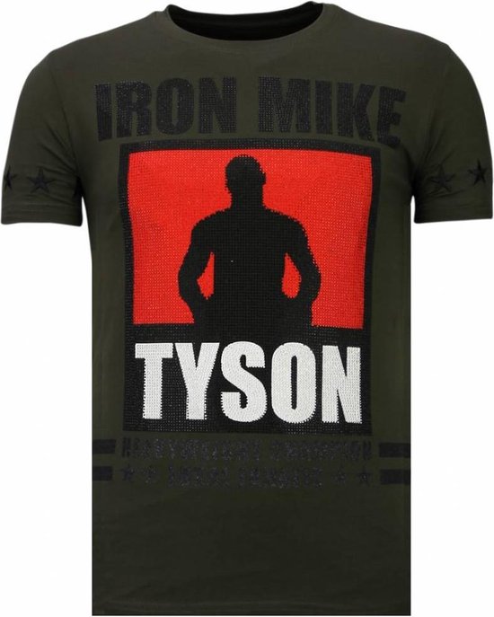 Local Fanatic Iron Mike Tyson - T-shirt strass - Kaki Iron Mike Tyson - T-shirt strass - T-shirt homme blanc Taille XL